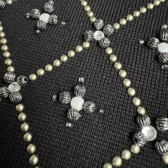 White House Black Market Embellished Knit Cardigan Zip M Beaded Whimsigoth - Picture 3 of 8